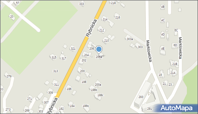 Radlin, Rybnicka, 206a, mapa Radlin