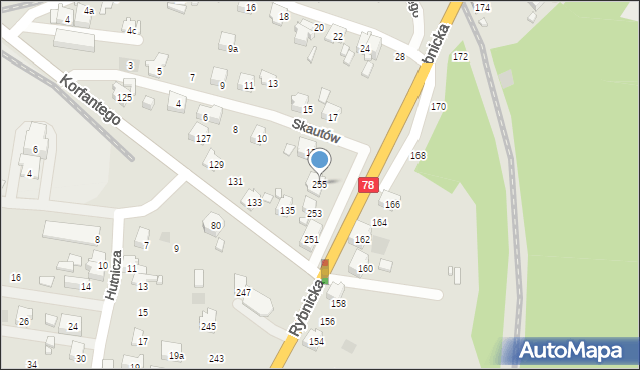 Radlin, Rybnicka, 255, mapa Radlin