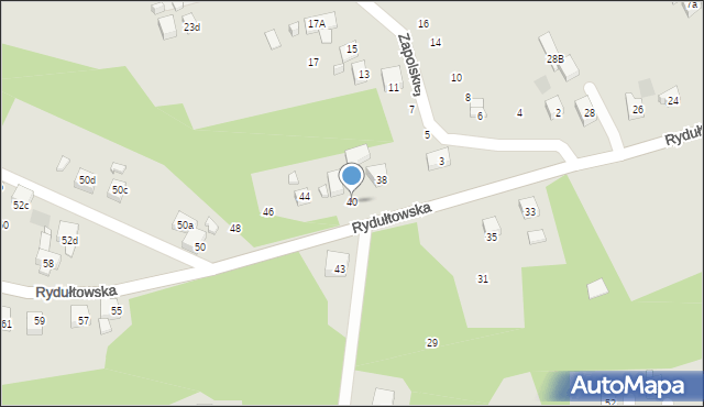 Radlin, Rydułtowska, 40, mapa Radlin