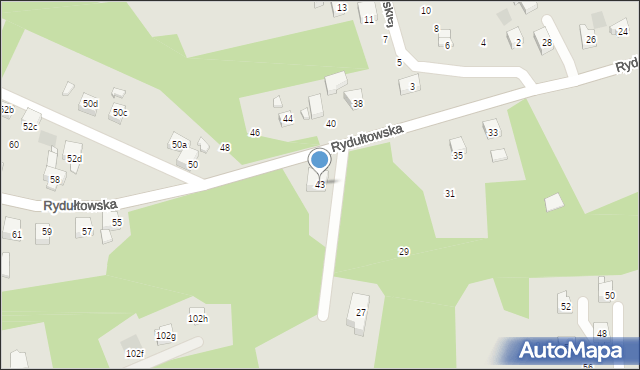 Radlin, Rydułtowska, 43, mapa Radlin