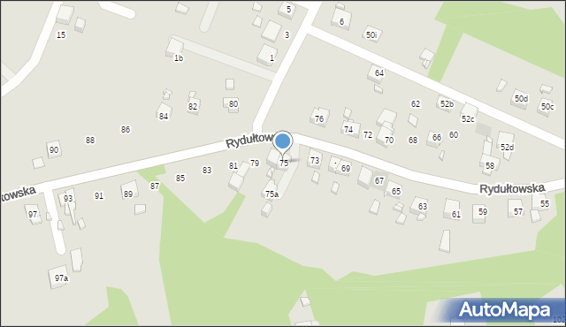 Radlin, Rydułtowska, 75, mapa Radlin