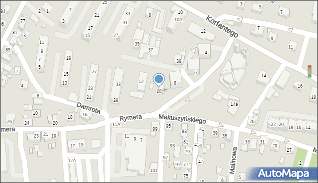 Radlin, Rymera Józefa, 10, mapa Radlin