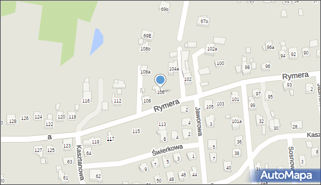 Radlin, Rymera Józefa, 106, mapa Radlin