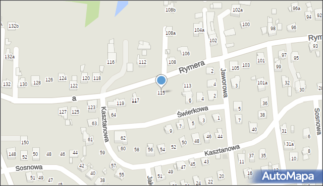 Radlin, Rymera Józefa, 115, mapa Radlin