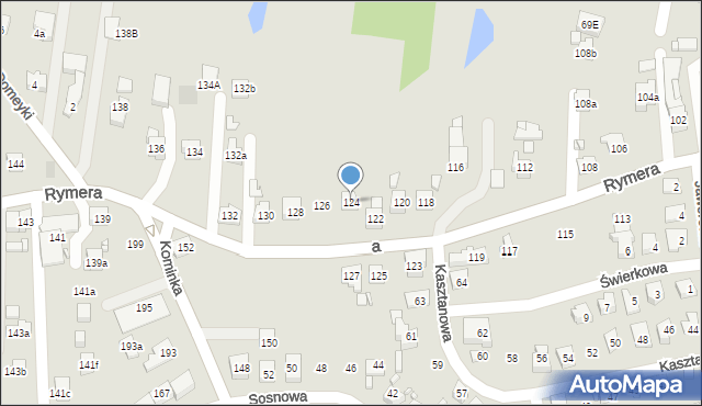 Radlin, Rymera Józefa, 124, mapa Radlin