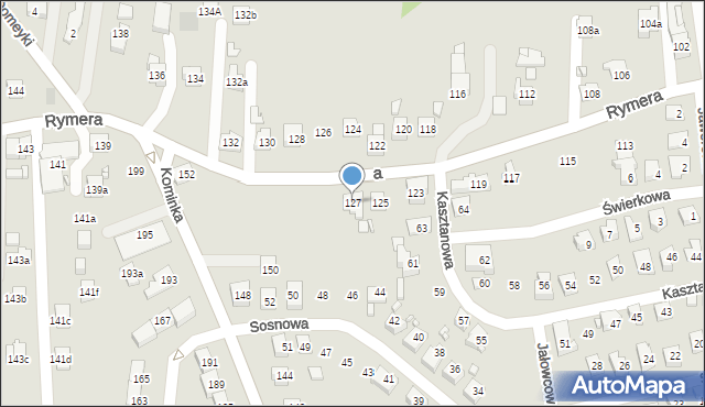 Radlin, Rymera Józefa, 127, mapa Radlin