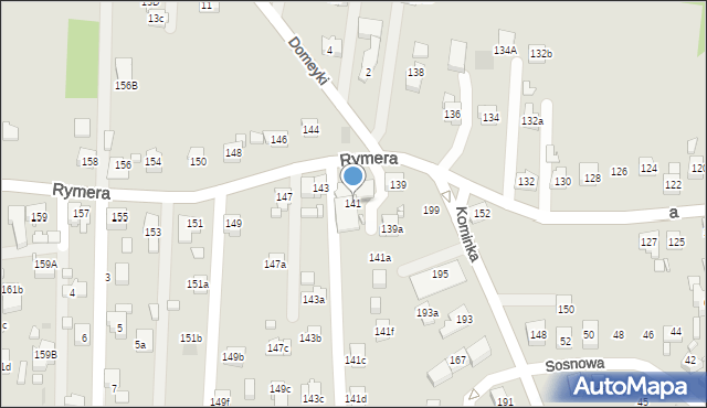 Radlin, Rymera Józefa, 141, mapa Radlin