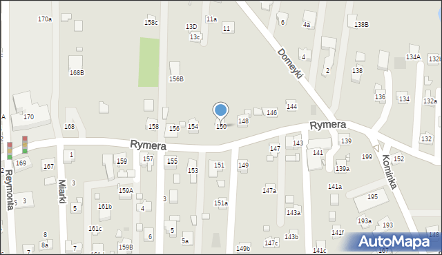 Radlin, Rymera Józefa, 150, mapa Radlin