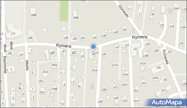 Radlin, Rymera Józefa, 151, mapa Radlin