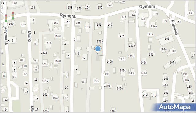 Radlin, Rymera Józefa, 151b, mapa Radlin