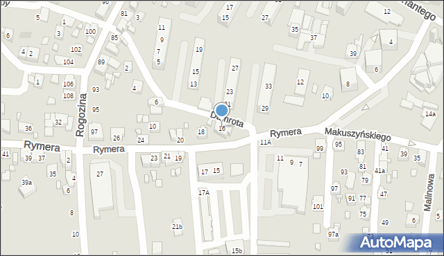 Radlin, Rymera Józefa, 16, mapa Radlin