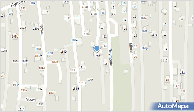 Radlin, Rymera Józefa, 175b, mapa Radlin