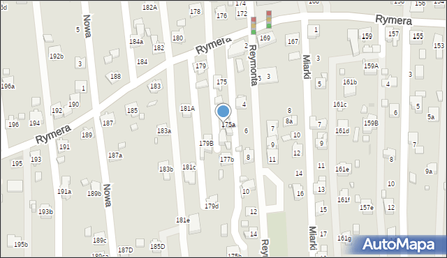 Radlin, Rymera Józefa, 177a, mapa Radlin