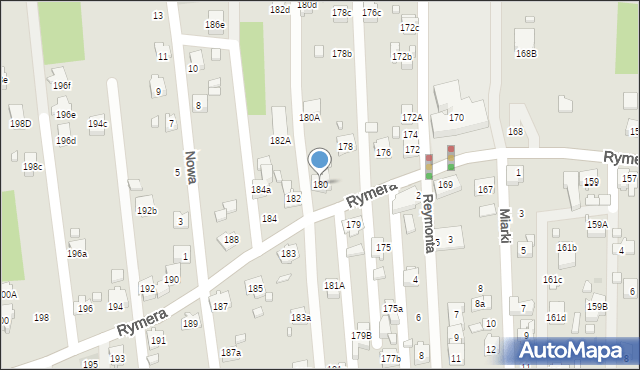 Radlin, Rymera Józefa, 180, mapa Radlin