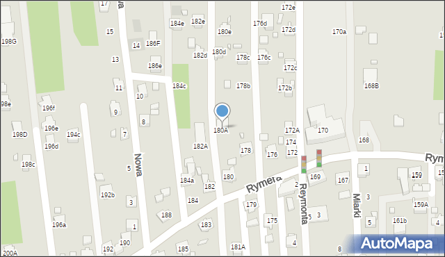 Radlin, Rymera Józefa, 180b, mapa Radlin