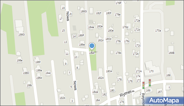 Radlin, Rymera Józefa, 184c, mapa Radlin