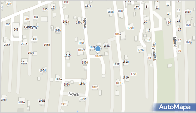 Radlin, Rymera Józefa, 187b, mapa Radlin