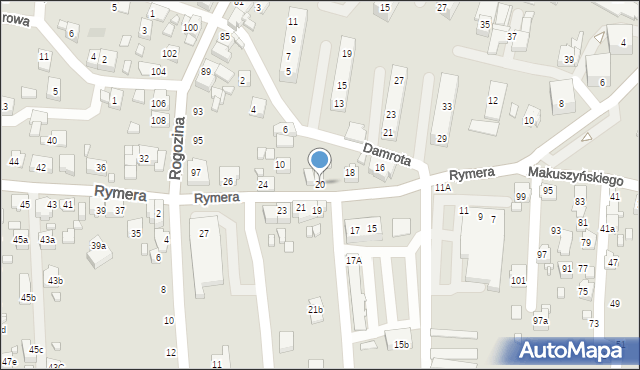 Radlin, Rymera Józefa, 20, mapa Radlin