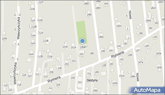 Radlin, Rymera Józefa, 200A, mapa Radlin