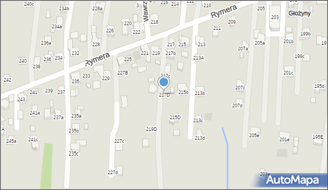 Radlin, Rymera Józefa, 217D, mapa Radlin