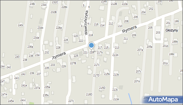 Radlin, Rymera Józefa, 219, mapa Radlin