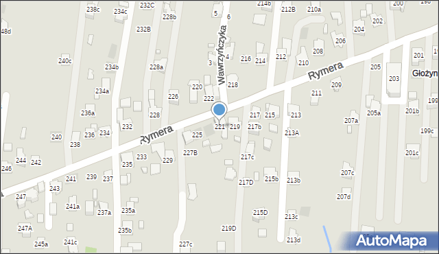 Radlin, Rymera Józefa, 221, mapa Radlin