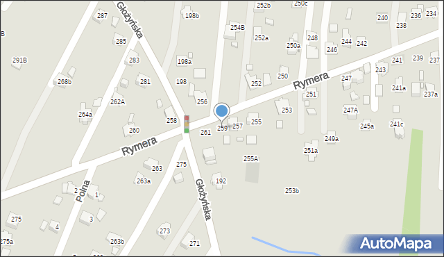 Radlin, Rymera Józefa, 259, mapa Radlin