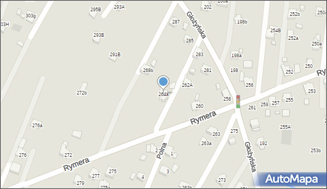 Radlin, Rymera Józefa, 264a, mapa Radlin