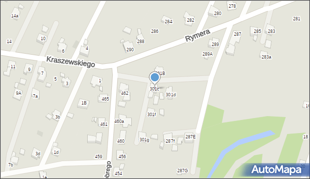 Radlin, Rymera Józefa, 301c, mapa Radlin