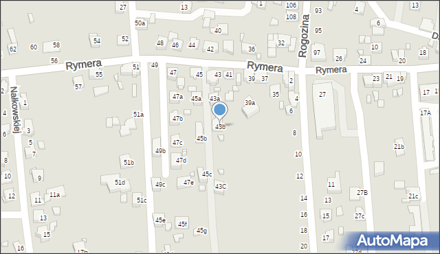 Radlin, Rymera Józefa, 43b, mapa Radlin