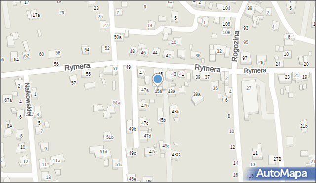 Radlin, Rymera Józefa, 45a, mapa Radlin