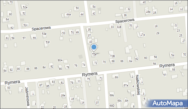 Radlin, Rymera Józefa, 72a, mapa Radlin