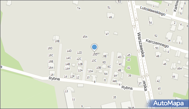 Radom, Rybna, 10D, mapa Radomia