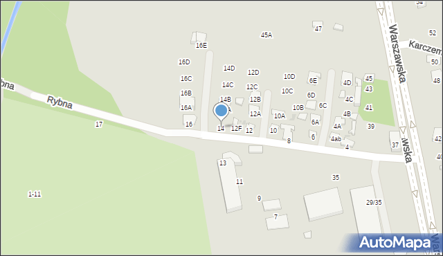 Radom, Rybna, 14, mapa Radomia