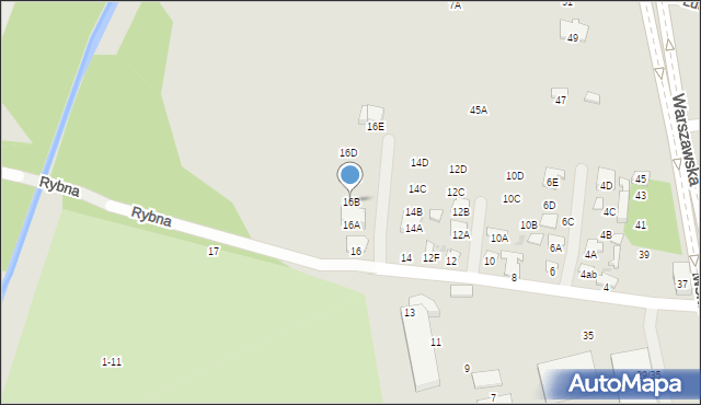 Radom, Rybna, 16B, mapa Radomia