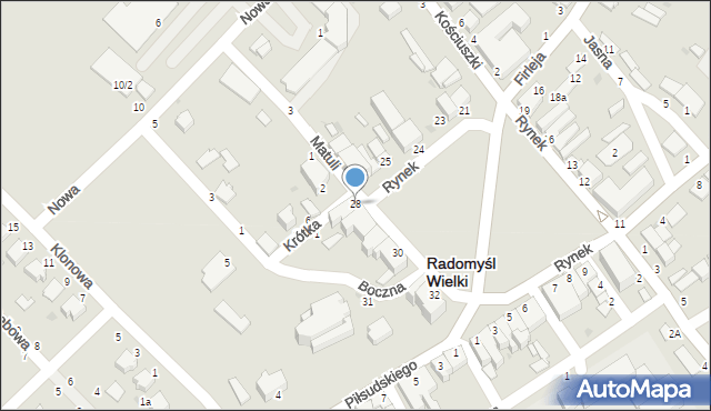 Radomyśl Wielki, Rynek, 28, mapa Radomyśl Wielki