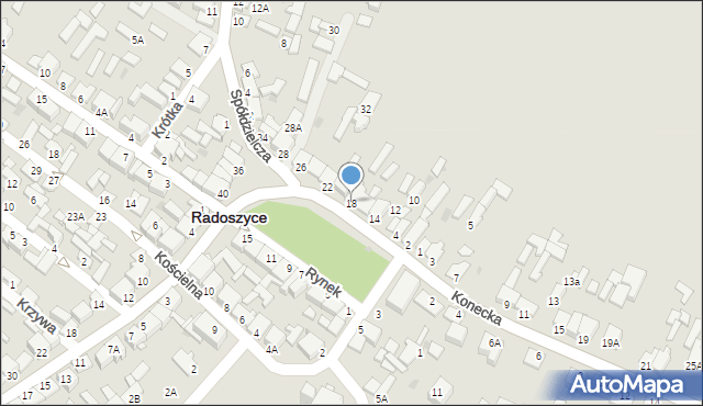 Radoszyce, Rynek, 18, mapa Radoszyce