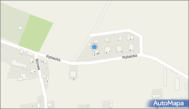 Radziądz, Rybacka, 1, mapa Radziądz