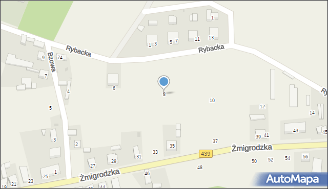 Radziądz, Rybacka, 8, mapa Radziądz