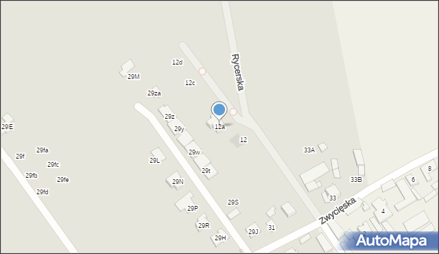 Radzymin, Rycerska, 12a, mapa Radzymin