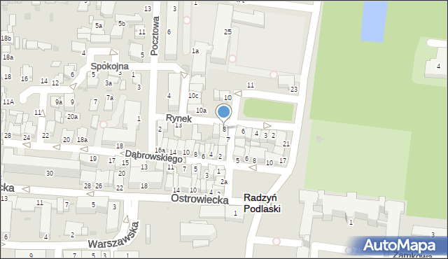 Radzyń Podlaski, Rynek, 8, mapa Radzyń Podlaski