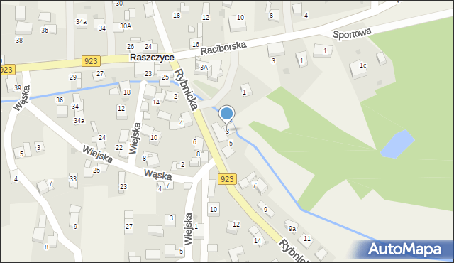 Raszczyce, Rybnicka, 3, mapa Raszczyce