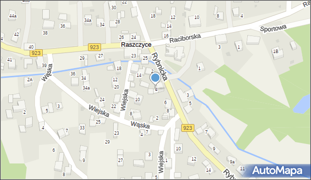 Raszczyce, Rybnicka, 4, mapa Raszczyce