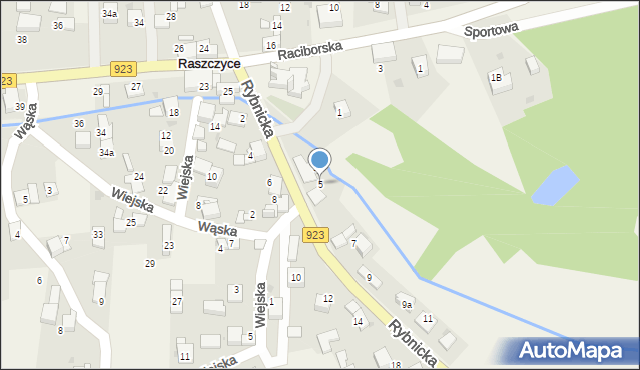 Raszczyce, Rybnicka, 5, mapa Raszczyce