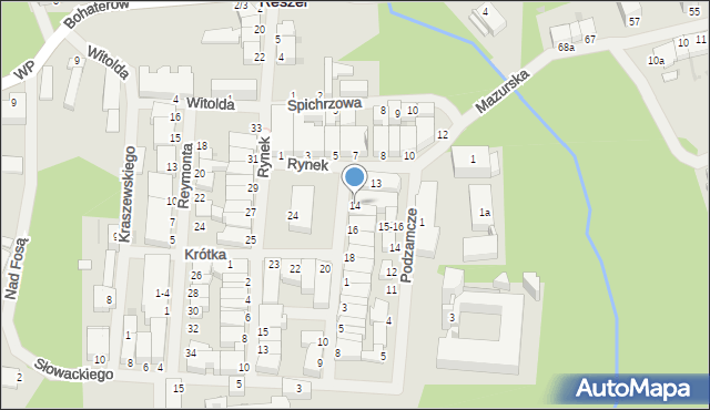 Reszel, Rynek, 14, mapa Reszel
