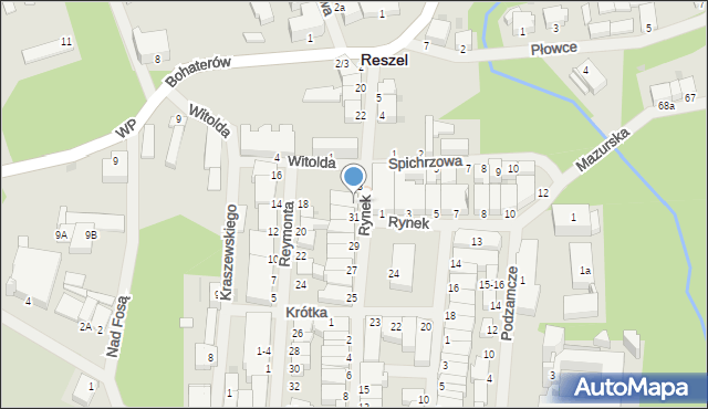 Reszel, Rynek, 32, mapa Reszel