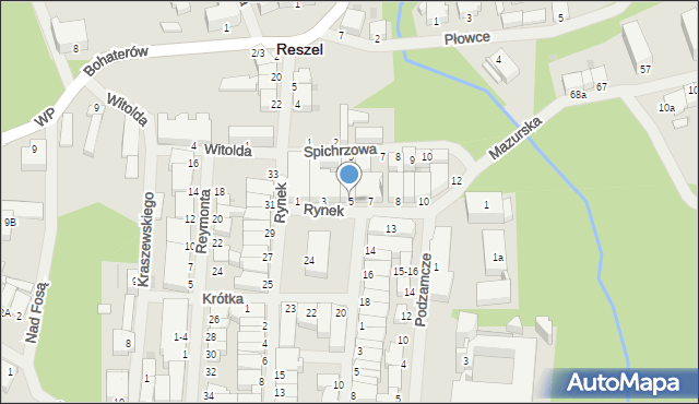 Reszel, Rynek, 5, mapa Reszel