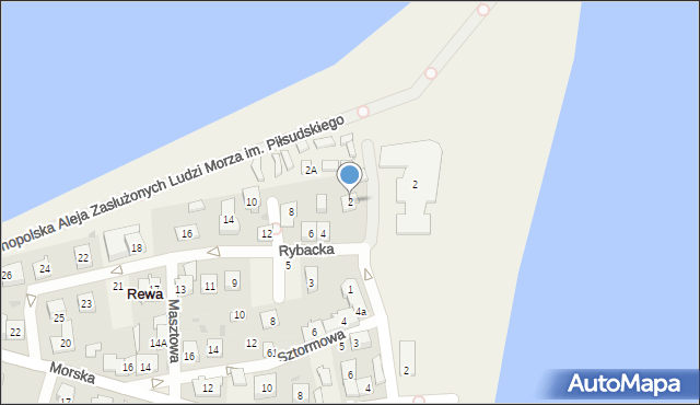 Rewa, Rybacka, 2, mapa Rewa