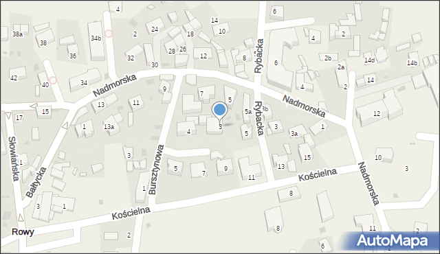 Rowy, Rybacka, 3, mapa Rowy