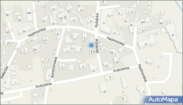 Rowy, Rybacka, 5, mapa Rowy